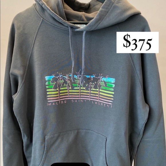 AUTHENTIC YSL YVES SAINT LAURENT GREY MALIBU HOODIE SWEATSHIRT M and L - Picture 4 of 6